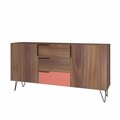 Designed To Furnish 62.99 in. Beekman Sideboard with 4 Shelves, Brown & Pink DE3075977